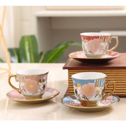 Coffee cup and saucer set ceramic creative European coffee cup pure white simple coffee cup plating cup