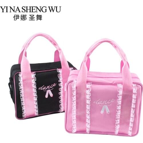 Ballet Dance Messenger Sling Bag Newest Pink/Black Nylon Canvas Vogue Children Embroidered Ballet Dance Lace Handbag 2 Colors