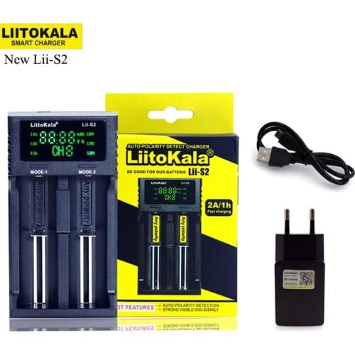2020 NEW Liitokala Lii-S2 18650 Battery Charger 1.2V 3.7V 3.2V AA/AAA 26650 21700 NiMH li-ion battery Smart Charger+ 5V 2A plug