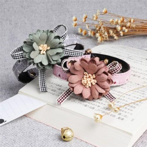 1 PC Dog Collar Pet Products Adjustable Pet Neck Strap Flower Shape PU Leather Small Dog Leads Cat Bow tie