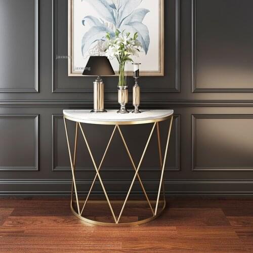 Nordic Living Room Furniture Semi-circular Coffee Table for Hallway Porch Side Tables Simple Modern Hotel Market Office Endtable