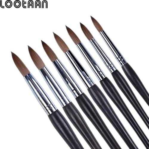 Size 10-22 Kolinsky Acrylic Nail Brush Wood Handle Good Quality Nail Art Mink Brush Gel Builder Manicure Brush Drawing Tools