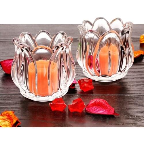 Glass Tulip Candle Holder Romantic Nordic Rustic Candlestick Holder Stand Wedding Home Garden Xmas Party Dinner Table Decoration