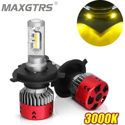 2X High LPW Mini Type LED Car Headlight Bulbs H4 H7 H11/H8 H1 9005 9006 72W/set 3000K Gold/Yellow Auto Headlamp Fog Light