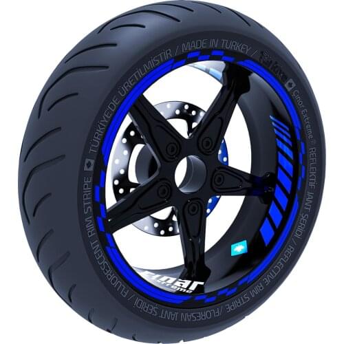 Reflective Blue Moto GP Inner Outer Rim Rim Set Tape Wheel Stripes Decals Sticker CinarExtreme