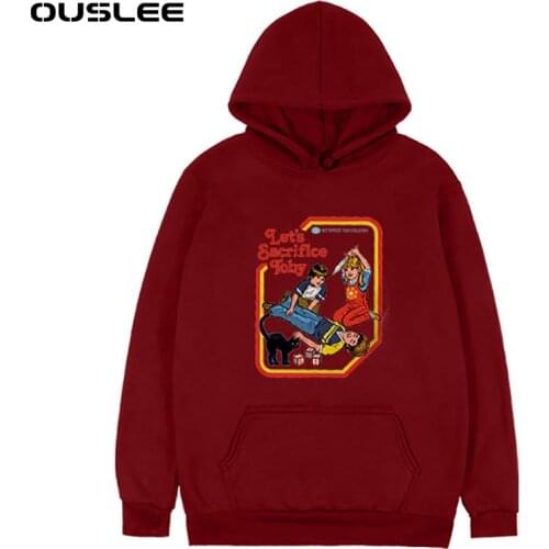OUSLEE Unisex Hoodies Death Scary Evil Hip Hop Long Sleeve Streetwear Hoodies Men Gothic Sweatshirt Vintage Hoodie Clothes