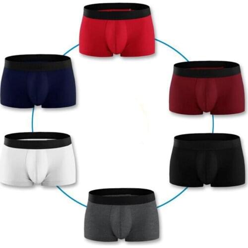 4Pcs/Set Men Solid Color Elastic Waistband Low Rise Boxers Cotton Underpants Mannen Ondergoed Shorts Pullover Shorts Mens Shorts