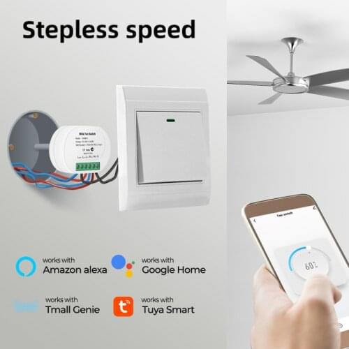 Tuya Wifi Mini DIY Smart Fan Speed Switch Ceiling Fan Controller Fan Switch Smart Life APP Control Work with Alexa Google home