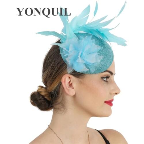 Elegant Bride Mesh Wedding Headpiece Women Party Fascinator Hat Flower Nice Fashion Millinery Cap Lady Feather Hair Accessories