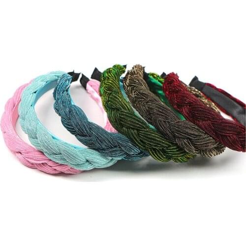 Women Fashion Solid Color Quality Satin Fabric Braid Headband Twist Braid Hairband Knotted Hair Hoop Bezel Lady Hair Accessories