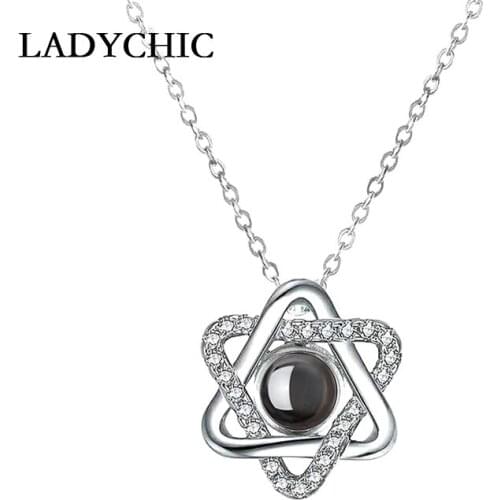 Fashion Shiny Star 100 Languages I Love You Charm Silver Color Pendant Necklace for Women Romantic Wedding Party Jewelry