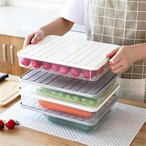 1pc PP Material Dumpling Box Refrigerator Storage Box Organizer Non-Divided Household Finishing Boxes Fridge Organizer