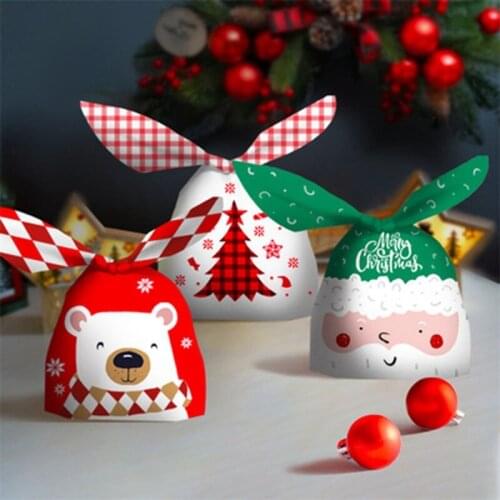 10pcs Santa Gift Bag Candy Bag Snowflake Crisp Drawstring Bag Merry Christmas Decorations for Home New Year 2021 Noel Presents