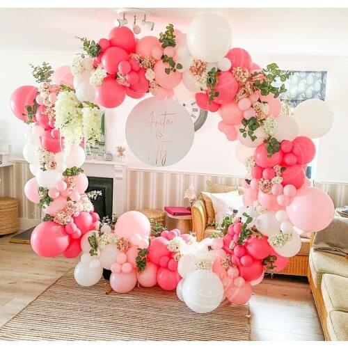 190Pcs Macaron Red Tender Pink Balloon Garland Kit Latex Balloon Birthday Wedding Party Decoration Bridal Baby Shower Global