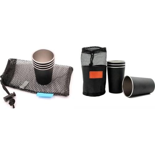 4pcs Outdoor Practical Stainless Steel Cups Shots Set Mini Glasses Travel Whisky Wine Portable Drinkware Set Coffee Mug Cup