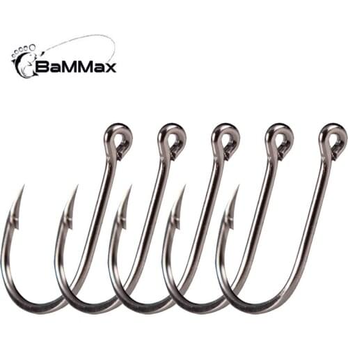 Bammax fishing hook 5pcs Steel Circle Barbed Fishing Hooks Freshwater Fishhook hole Strong carp Fishing Accessories