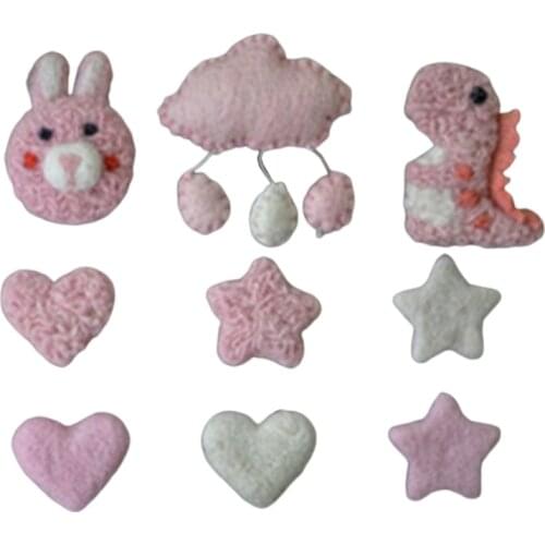 9 Pcs DIY Baby Wool Felt Dinosaur Stars Love Heart Clouds Balloon Decorations Newborn Photography Props Ornaments