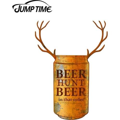 JumpTime 13cm x 9.5cm 3D Car Sticker For Beer Hunt Beer In That Order Auto Moto Decal Windows Bumper Motorcycle Car Styling
