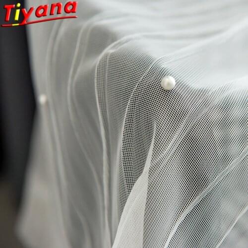 White Pearlas Curtains for Living Room Vertical Stripes Beads Tulle/Screen for Bedroom Balcony#VT