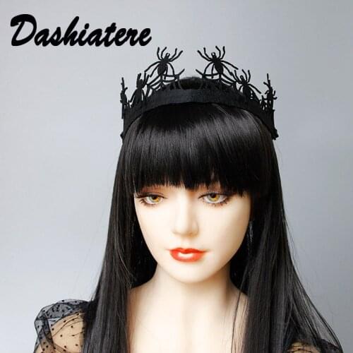 Black Crown Halloween Spider Web Masquerade Party Devil Headband Ghost Tiara Day of Dead Men Headband Hair Decoration