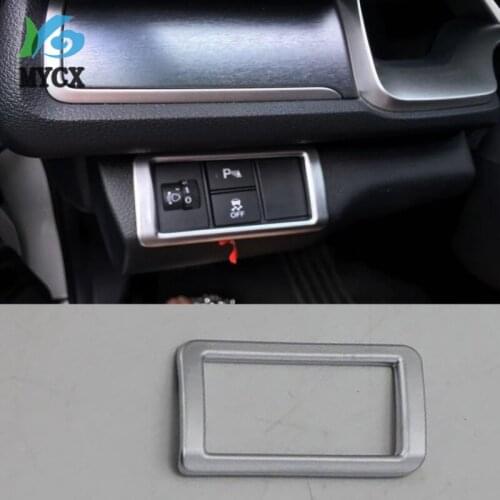For Honda Civic Sedan Coupe 2016 2017 2018 Chrome Headlight Fog Light Lamp Switch Control Cover Trim Kit Car Styling