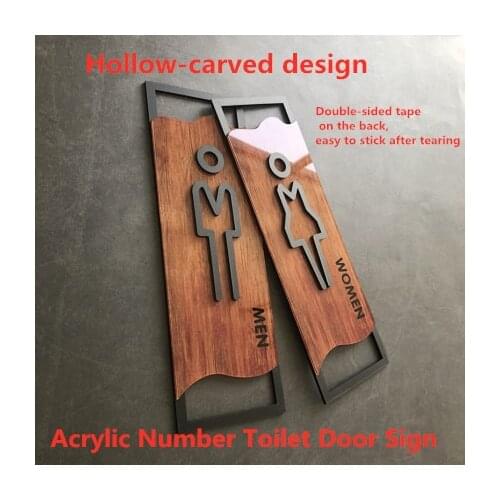 Bedroom Bathroom Door Signs Imitation Wood Toilet Sign Home License Plate Toilet Wall Decal Bathroom Address Plaque