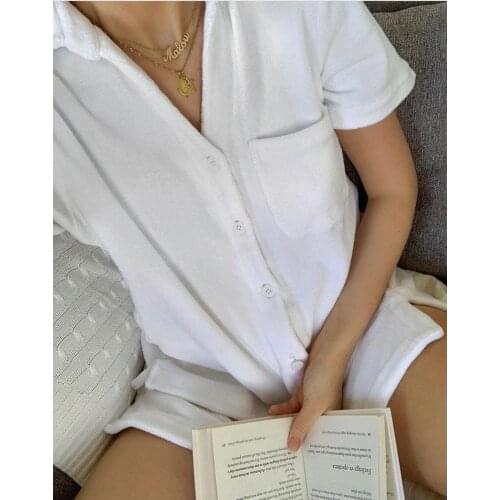 Hirigin Autumn Clothes 2 Pcs Women Casual Outfits Adults Loose Solid Color Short Sleeve Lapel Tops with Pocket Shorts