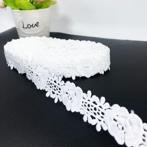 HWARM 20yard 2.7cm High Quality Milk Silk Embroidery White African Lace Frbirc Ribbon Diy Sewing Trim Wedding Skirt Accessories
