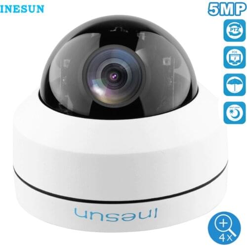 Inesun Outdoor Security Camera 2MP 5MP PoE IP Dome Camera Pan/Tilt 4X Optical Zoom PTZ Camera Waterproof with Motion Detection
