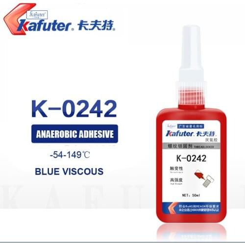 Kafuter K-0242 Anaerobic adhesive Metal thread locking glue Thread sealant Anti-rust glue Removable 50ML M6-M36
