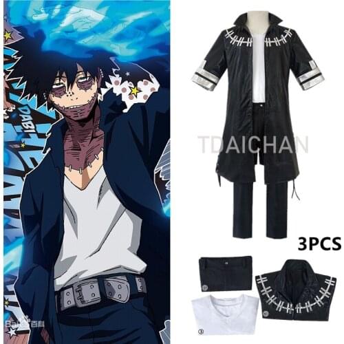 Anime Cosplay My Hero Academia Dabi Costume Halloween Black Suits Adults Coats Trousers T-shirt Men Harajuku Full Set Cos Props