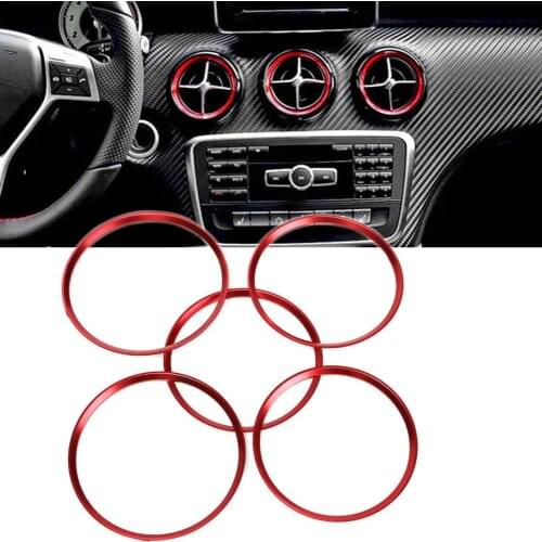Red Decorative Ring Trims Sticker For Mercedes Benz A/B/GLA/CLA Class Aluminium Alloy Air outlet sticker/Instrument Panel Air