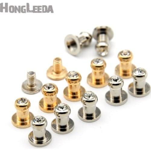 90sets Metal rivets 5*7*8mm Glass Stone Diamond Rhinestone Zinc alloy screw knob Leather craft stud Rivets Round ZD025