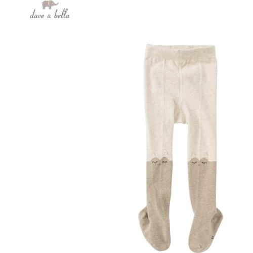 DB20135 dave bella autumn infant baby girls lolita cartoon patchwork leggings children fashion leggings