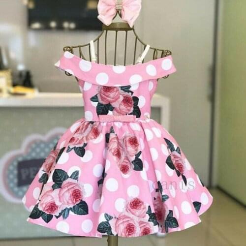 Summer Sunsuit Outfits Toddler Baby Girl Off-Shoulder Floral Princess Dress