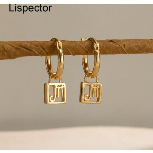 Lispector 925 Sterling Silver Korean Square Hollow Letter M Hoop Earrings for Women Small Earrings Commute Female Jewelry Gifts