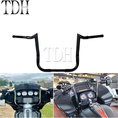 Motorcycle Black Handle Bar 1-1/4" 12" Rise Handlebars For 1986-2017 Harley Touring Batwing Fairing Black Bagger FLHT FLHTC