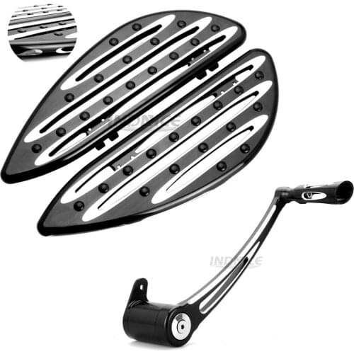 Motorcycle Black for harley softail Fatboy floorboards + brake arm lever footboard brake lever for harley CNC cut 2000-2016