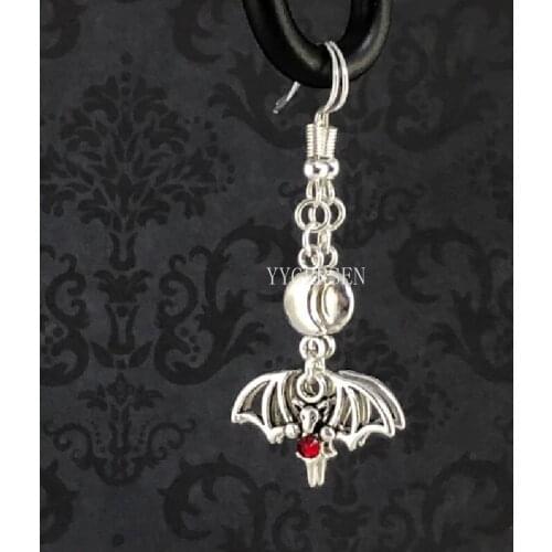 New Bat Earrings with Moon Detail Dangle Witch Creativity Punk Handmade Jewelry Goth Gift Women Classical Halloween Hilarity