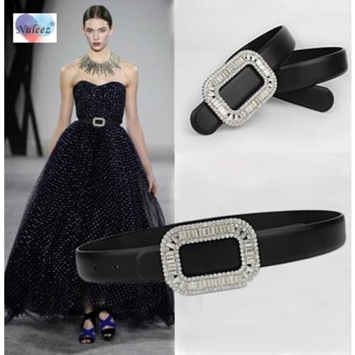 Nuleez Genuine Leather Belts Women Square Buckle Apparel Accessories Decoration Dress Fist Layer Cowhide Hot Selling