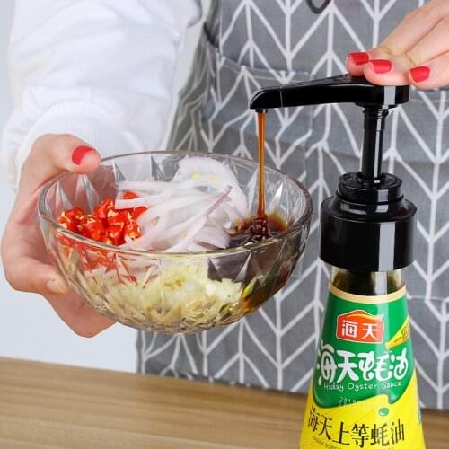 Plastic Manually Hydraulic Sauce Bottle Pump Dispenser Sauce Bottle Pressure Nozzle Kitchen Gadgets And Accessories