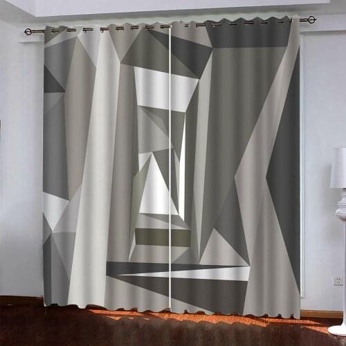 Printed custom 3d curtains modern minimalist room bedroom blackout curtains grey geometric curtains
