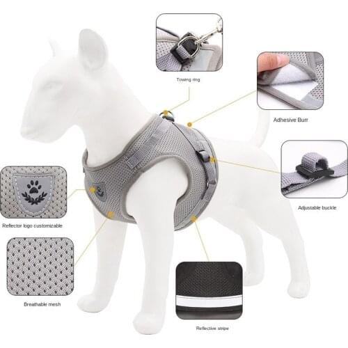 Pet Chest Harness Vest Type Dog Traction Rope Reflective and Breathable Dog Rope Pet Supplies Walking Traction Seat Belt