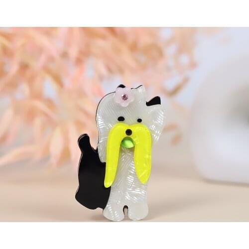 Custom Lovely Acrylic Dog Brooches For Women Kids Pet Animal Brooch Pins Badge Scarf Hat Fashion Jewelry Corsage Female Gifts