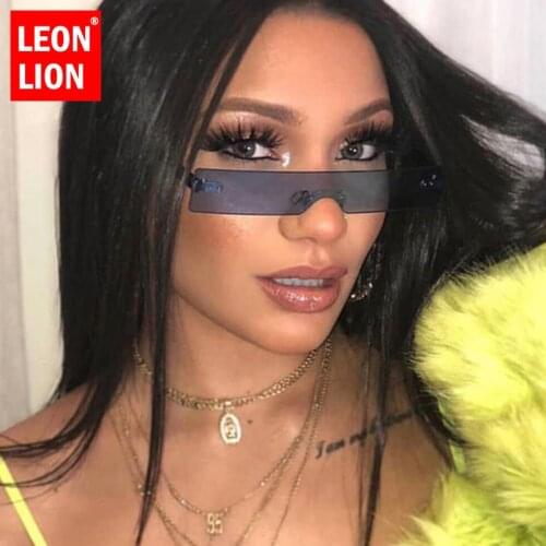 LEONLION Rectangle Sunglasses Women Retro Rimless Women Sunglasses Small Glasses Luxury Designer Okulary Vintage Gafas De Mujer
