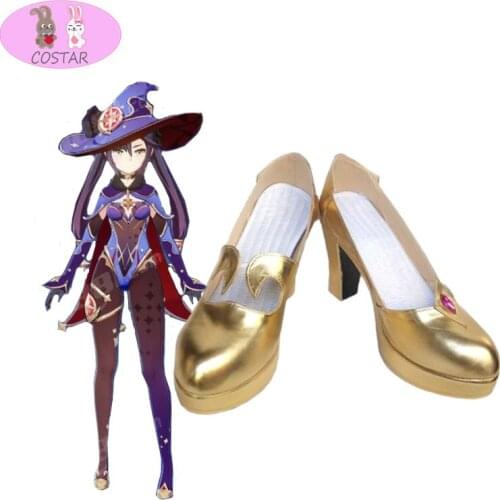 COSTARGenshin Impact Mona Cosplay Shoes Boots Halloween Carnival Cosplay Costume Accessories High heels shoes PU