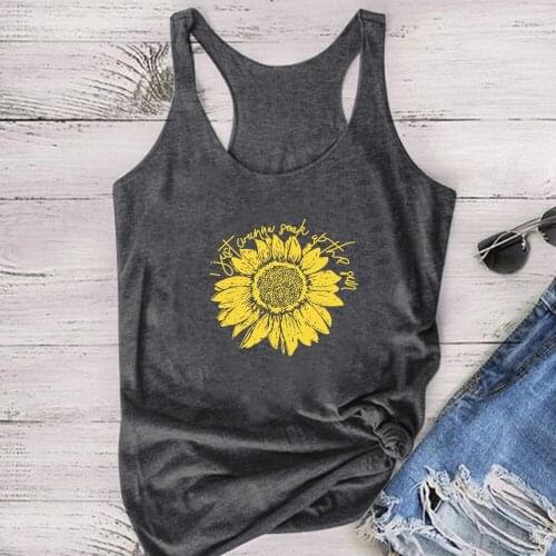 Verano I Just Wanna Soak Up Sun Print Sunflower Tanks Tops Sleeveless Women Summer Vest Top Graphic Round Neck Female Top