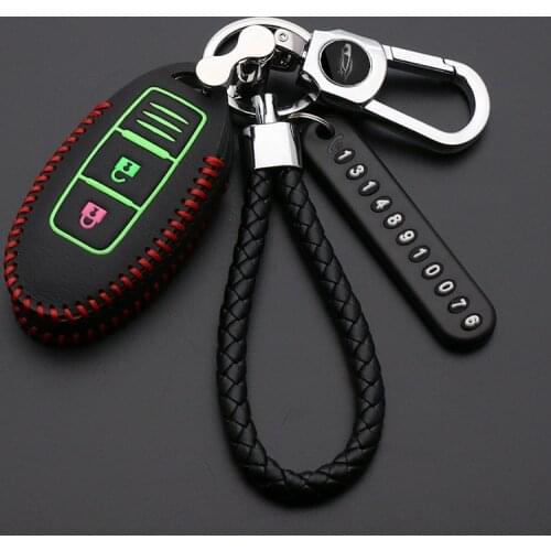 Top Layer Leather Shell Car Key Cover Case For Nissan Qashqai J10 J11 X-Trail t31 t32 kicks Tiida Pathfinder Murano Note Juke