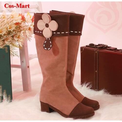 The High Quality Goods Game Genshin Impact Klee Boots Cosplay Universal Fashion Suede Fabric Combat Shoes Female Role Play Used