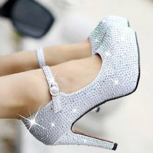 Popular Formal Shoes Rhinestone White Wedding Shoes fashion Ladies Dress Shoes Bridal Wedding Shoes Crystal Bridesmaid Shoes